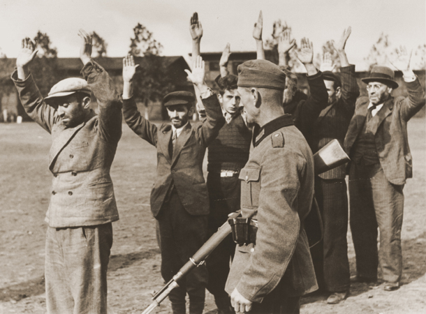 WW II Soldiers  Harassing Jewish Man German  Photo 