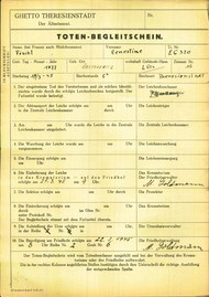 Fischlová Arnoštka: Death certificate, Ghetto Terezín
